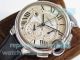 Swiss 7750 Copy Cartier Chronograph SS Silver Dial Black Leather Strap Watch - ZF Factory (3)_th.jpg